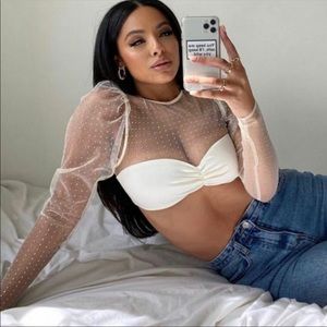 House of CB 'Serena' Ivory Crystal Cropped Top